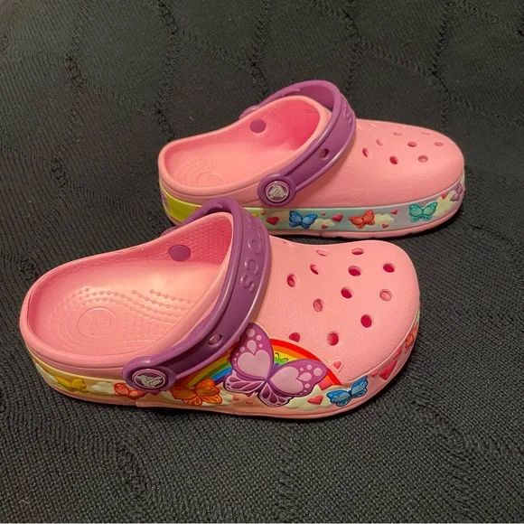 Like new! Pink butterfly crocs size 13 Light up! - Picture 4 of 5